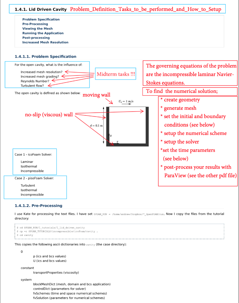 1.4.1. Lid Driven Cavity | Chegg.com