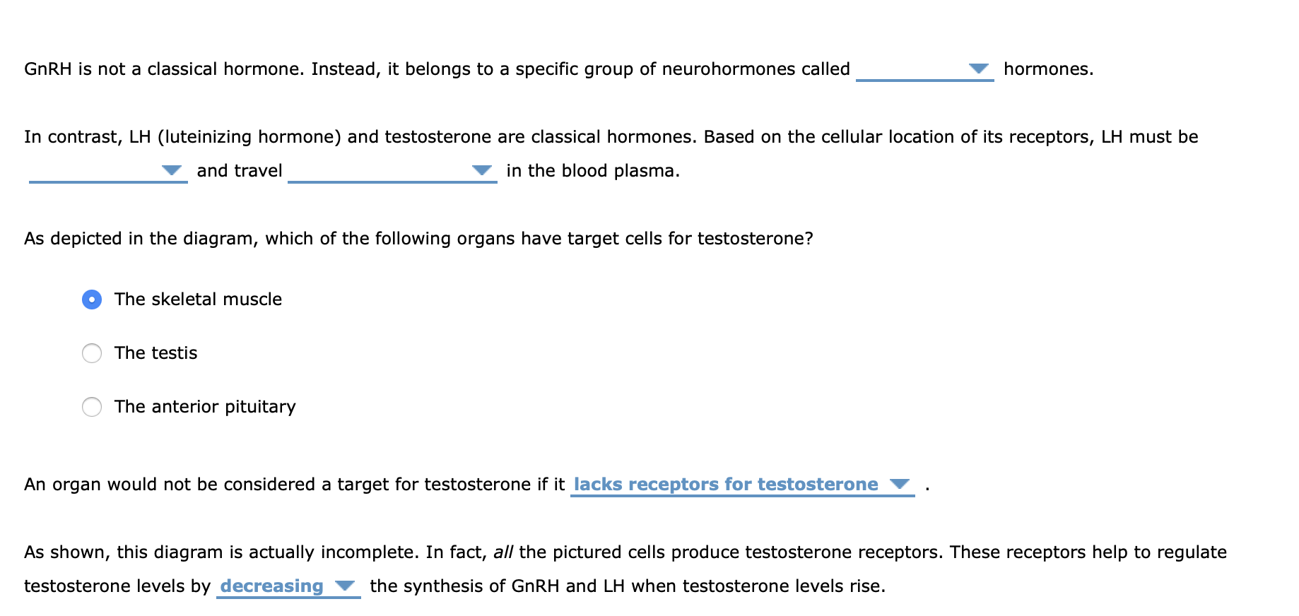 Solved Anterior pituitary cell Hypothalamic neuron Skeletal | Chegg.com