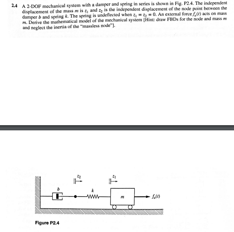 Solved 2.4 A 2DOF mechanical system with a damper and