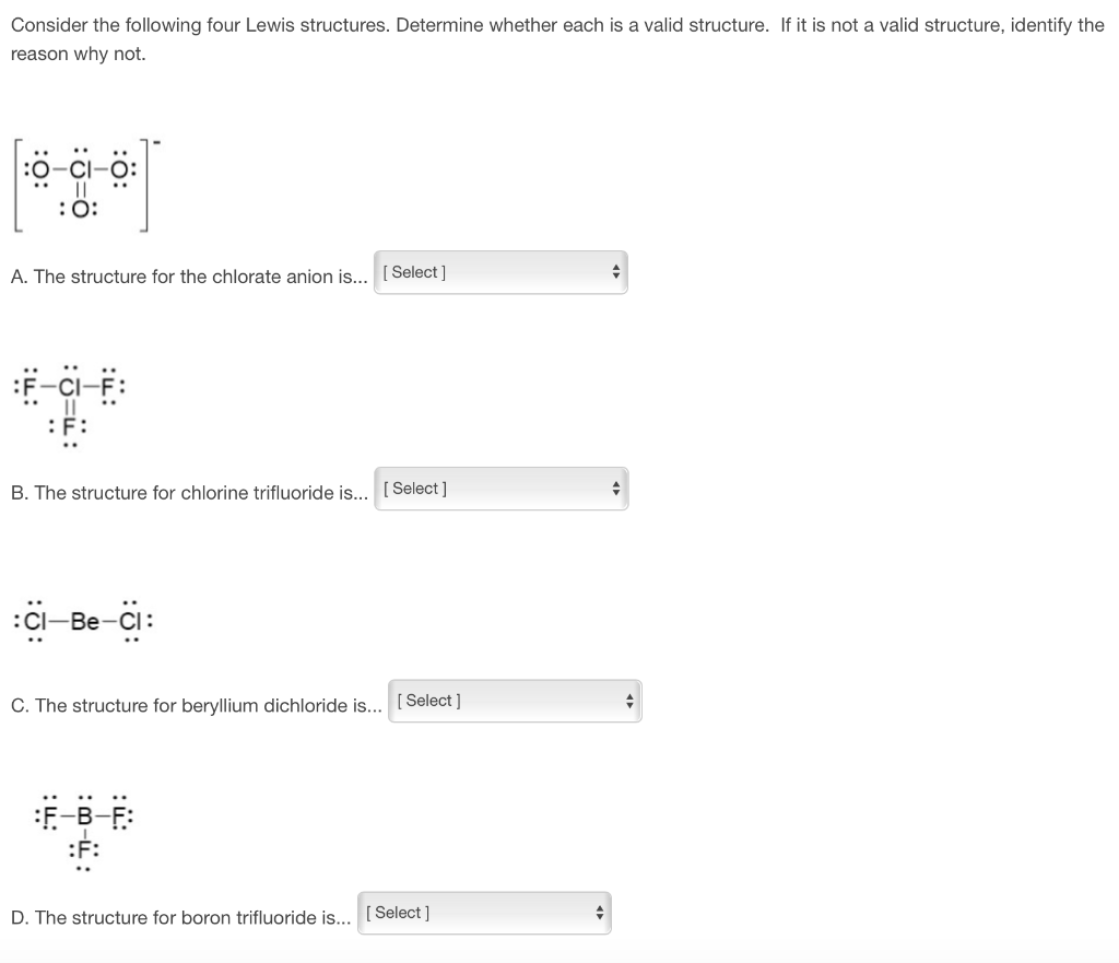 Solved Consider the following four Lewis structures.