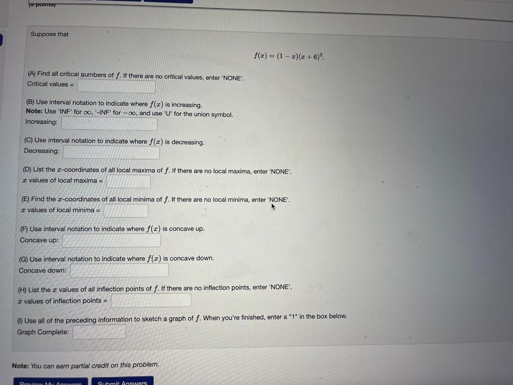 Solved Suppose That Fx1−xx62 A Find All Critical 3853