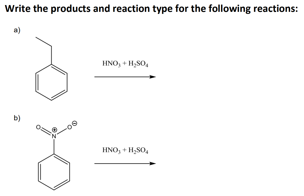 Solved Write The Products And Reaction Type For The 