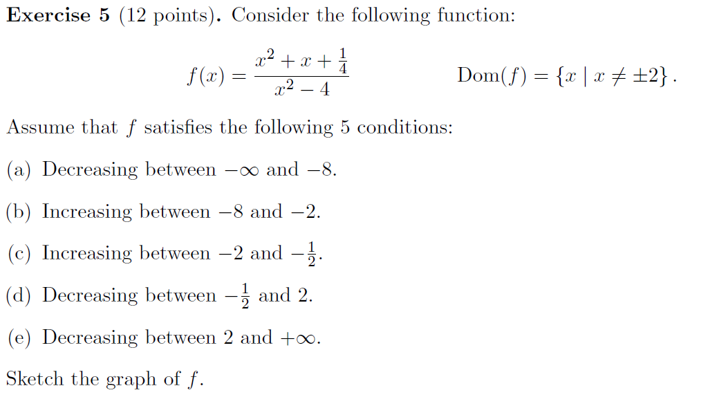 Solved Exercise 5 (12 points). Consider the following | Chegg.com