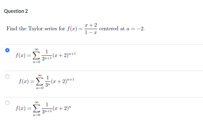 Solved Question 2 2 Find The Taylor Series For F 2 Ce Chegg Com