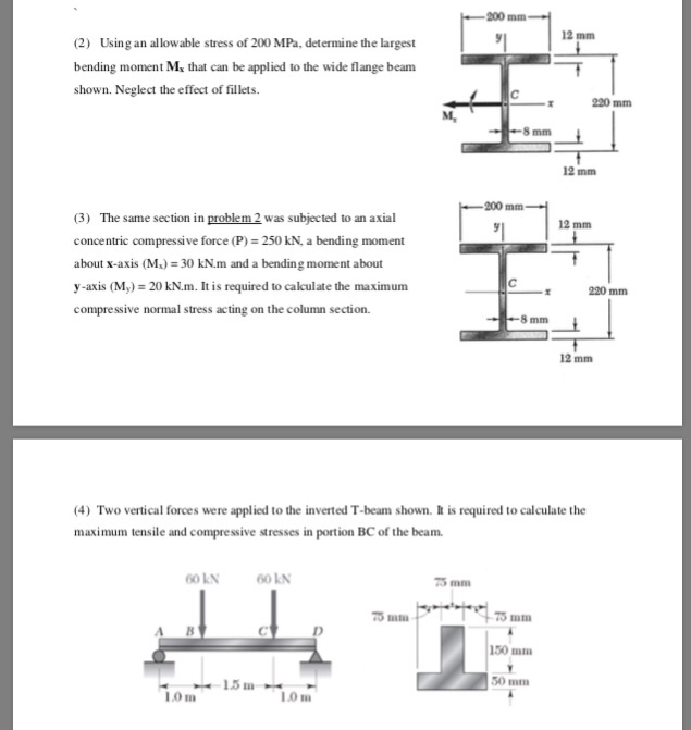 Solved 200 mm (2) Usingan allowable stress of 200 MPa, | Chegg.com