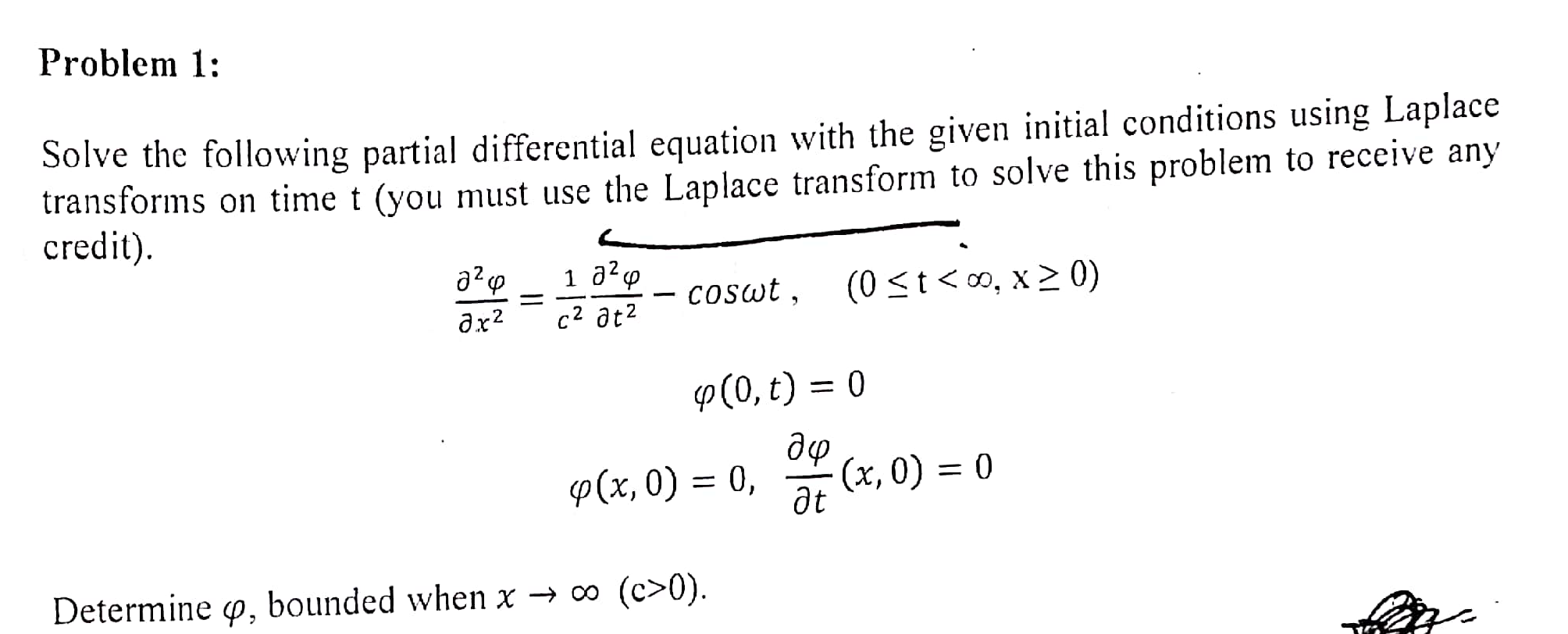 Solved Problem 1: Solve The Following Partial Differential | Chegg.com