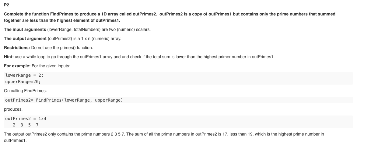 Solved Write a function called FindPrimes that takes 2 | Chegg.com