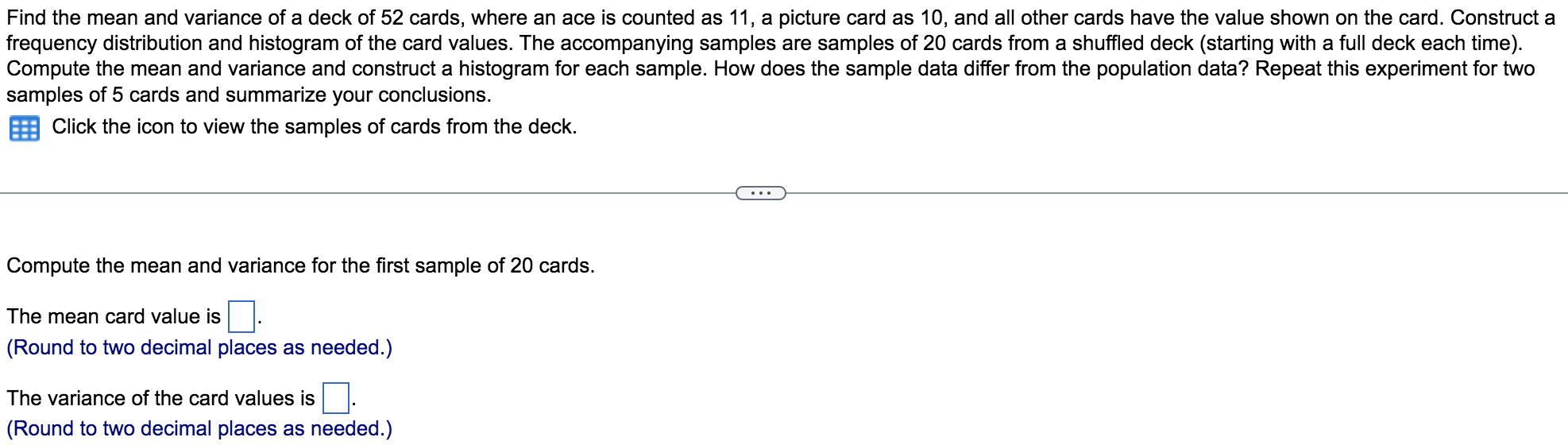 Solved Compute the mean and variance for the second sample | Chegg.com