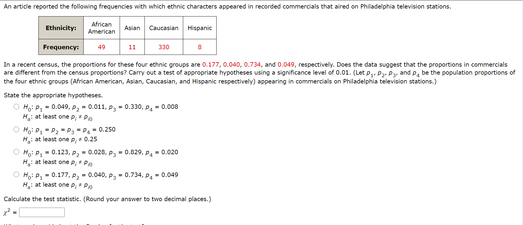 Solved An article reported the following frequencies with
