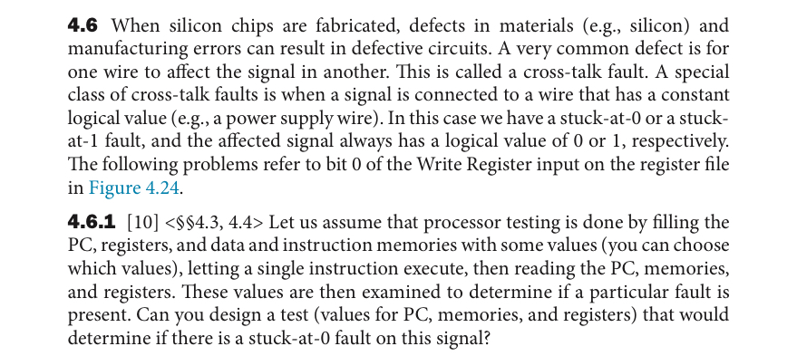 Solved 4.6 4.6.1 To test for a stuck-at-o fault on a wire, | Chegg.com