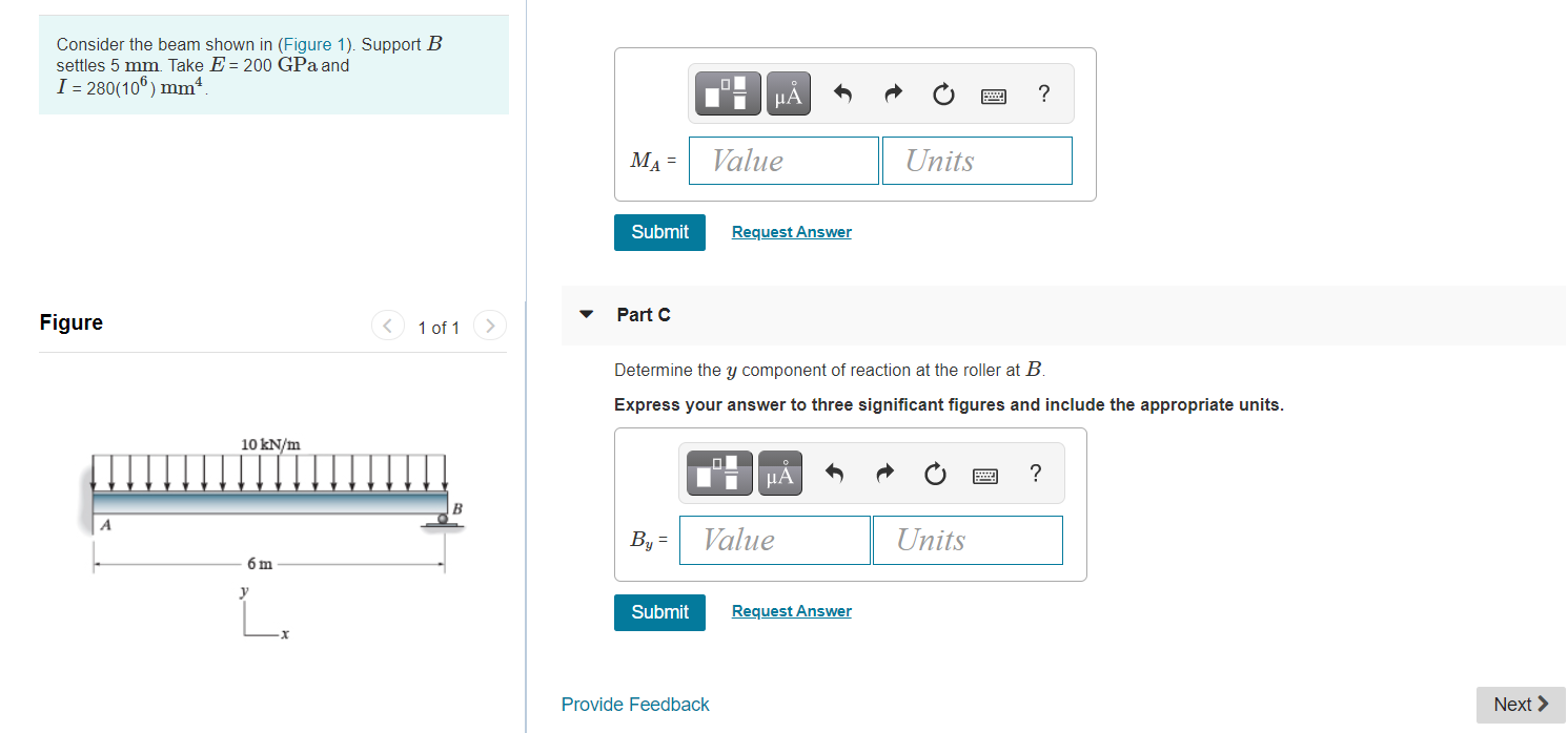 Solved Part A Consider the beam shown in (Figure 1). Support | Chegg ...