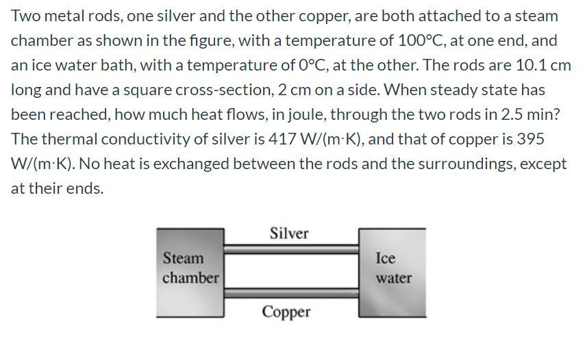 Solved Two metal rods, one silver and the other copper, are