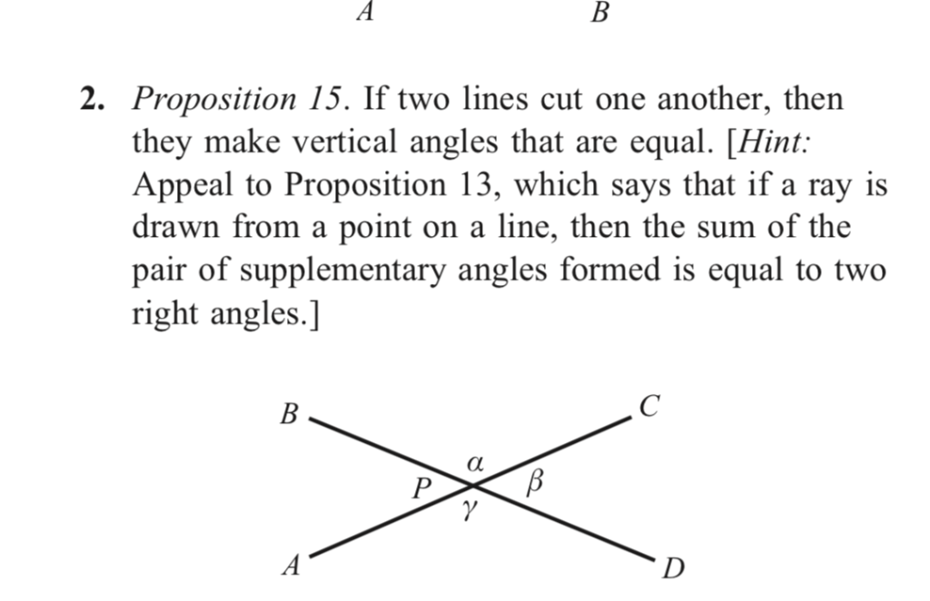 Solved B 2 Proposition 15 If Two Lines Cut One Another Chegg Com