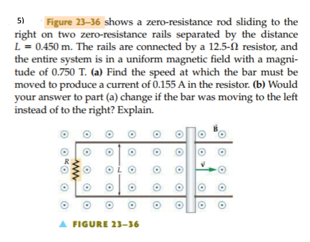 Solved 5) Figure 2336 shows a zeroresistance rod sliding