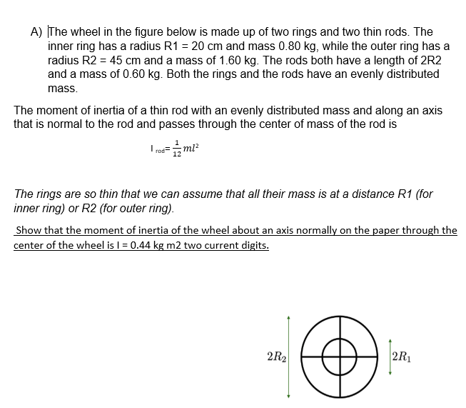 Solved A) The wheel in the figure below is made up of two