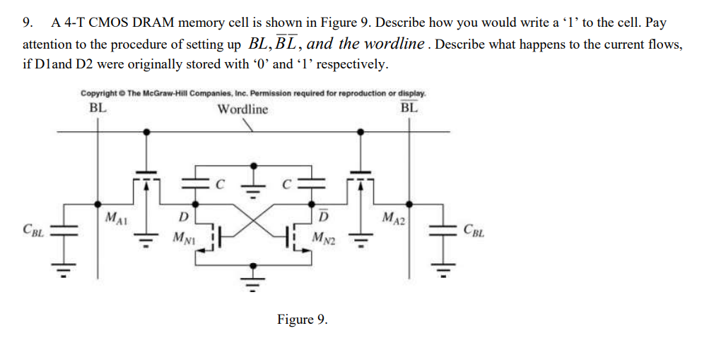 9. A 4-T CMOS DRAM memory cell is shown in Figure 9. | Chegg.com