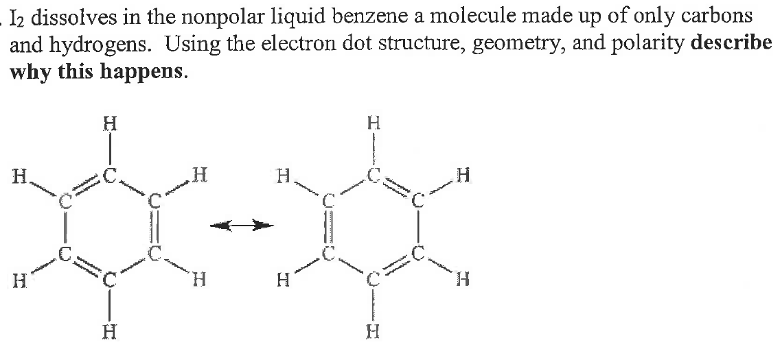Solved Iz dissolves in the nonpolar liquid benzene a