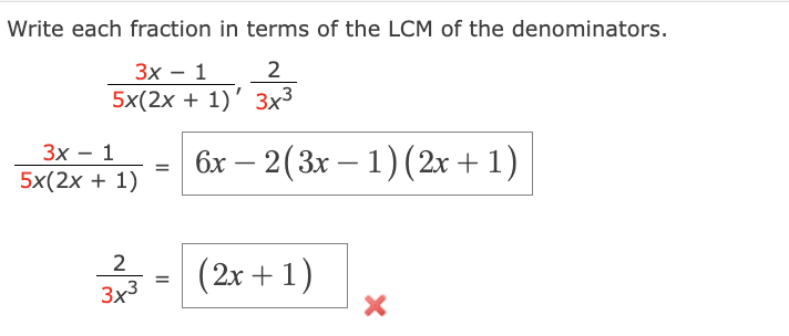 Solved Write each fraction in terms of the LCM of the | Chegg.com