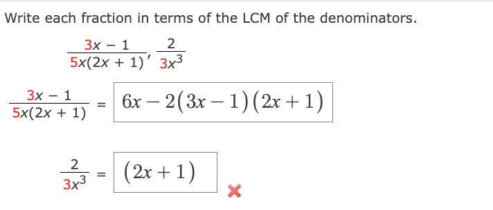 Solved Write Each Fraction In Terms Of The Lcm Of The 