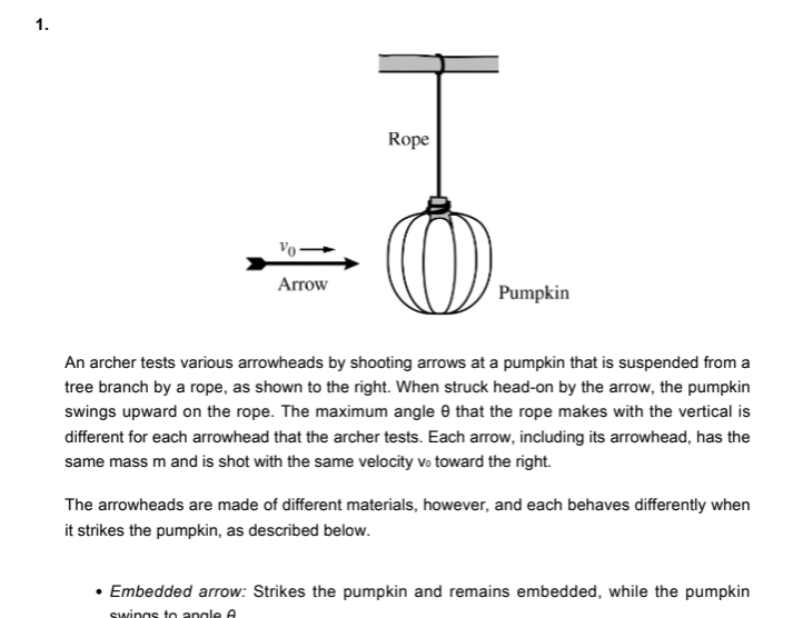 Solved 1. Rope Arrow Pumpkin An archer tests various | Chegg.com