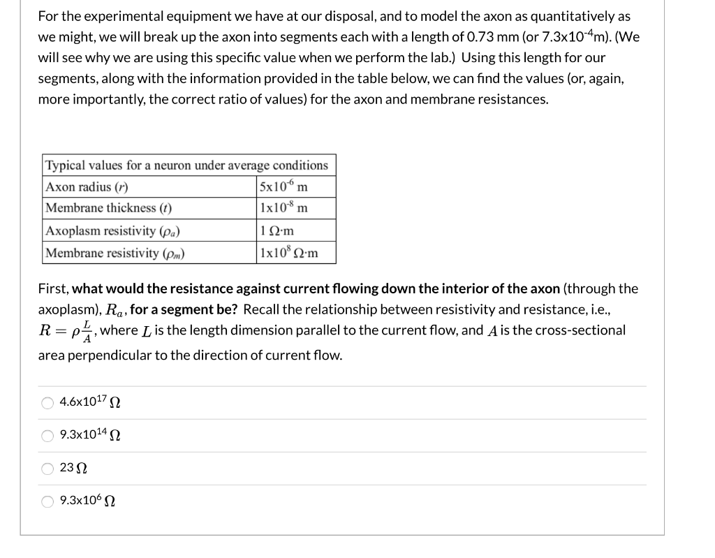 Solved Question 1 0.4 pts In order to model a neuron as a DC | Chegg.com