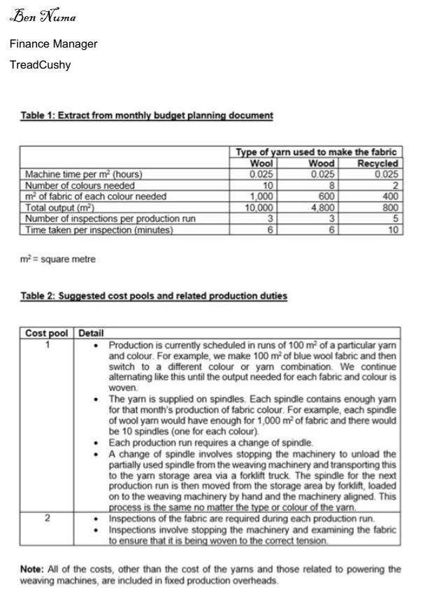 Solved From: Ben Numa, Finance Manager To: Finance Officer | Chegg.com