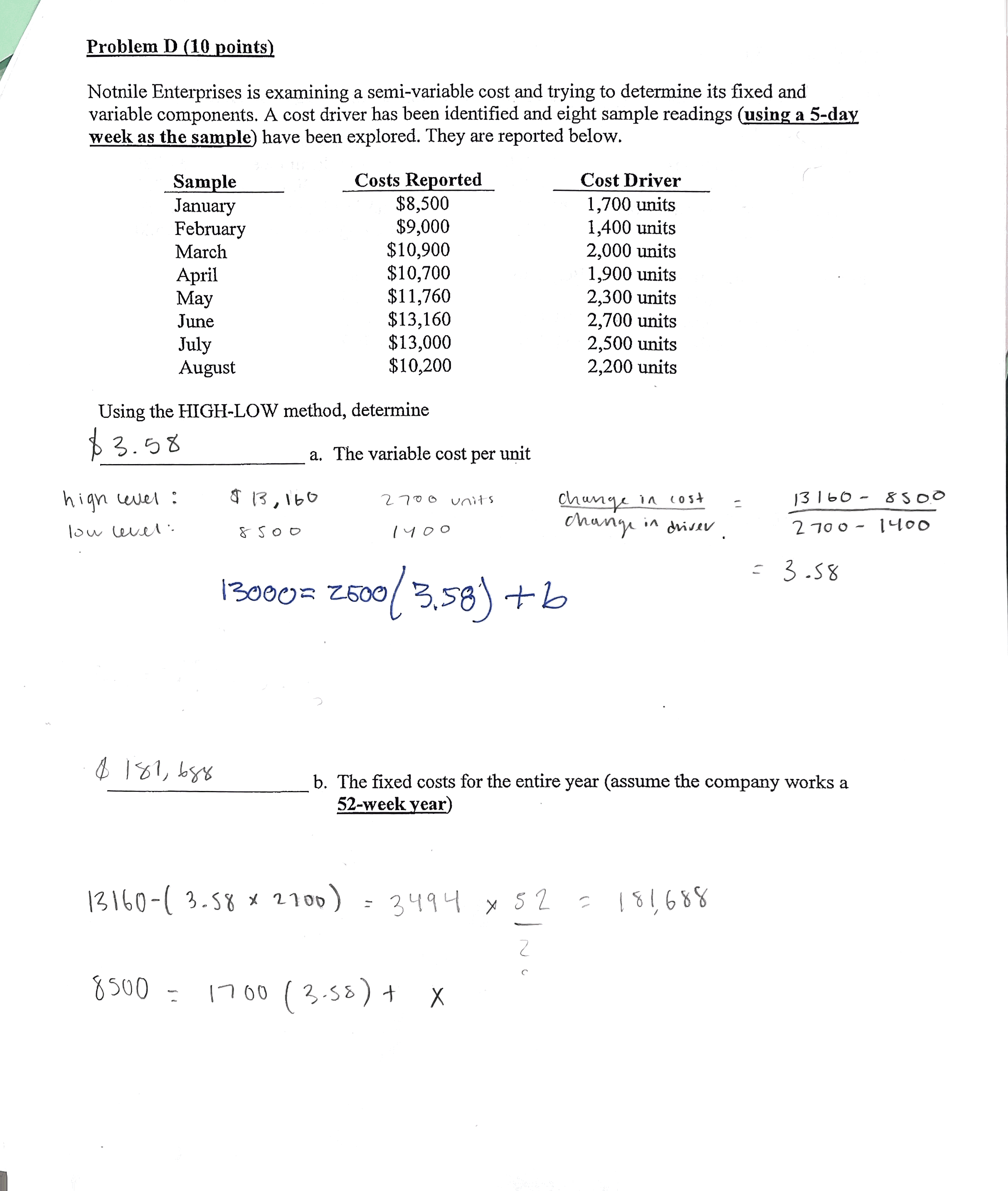 Solved Notnile Enterprises is examining a semivariable cost