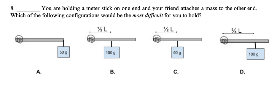 Solved 8. You are holding a meter stick on one end and your | Chegg.com
