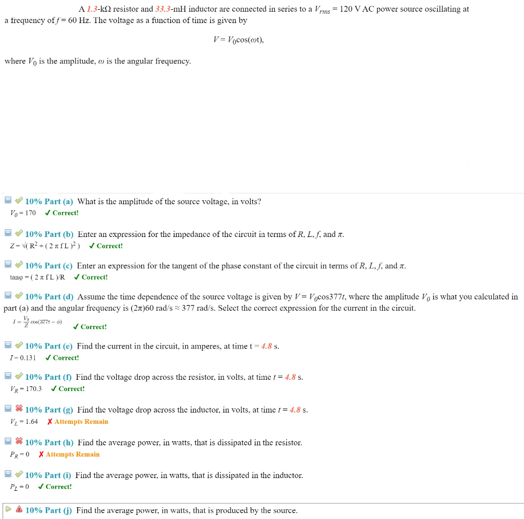 Solved A 1 3 K2 Resistor And 33 3 Mh Inductor Are Connect Chegg Com