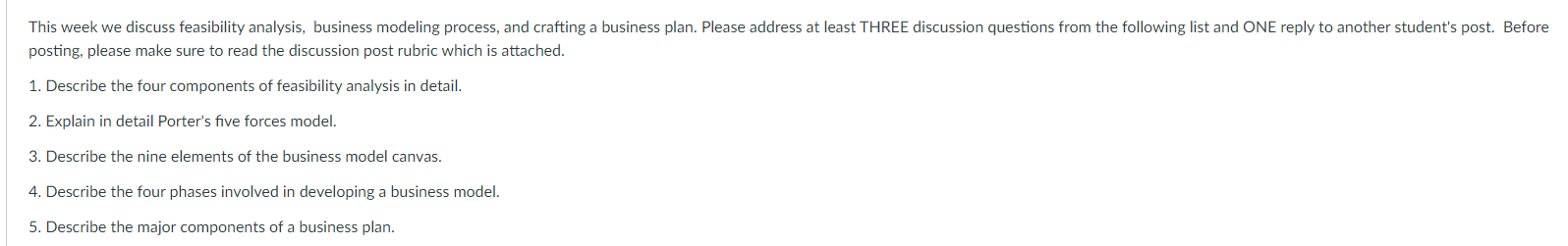 Solved posting, please make sure to read the discussion post | Chegg.com