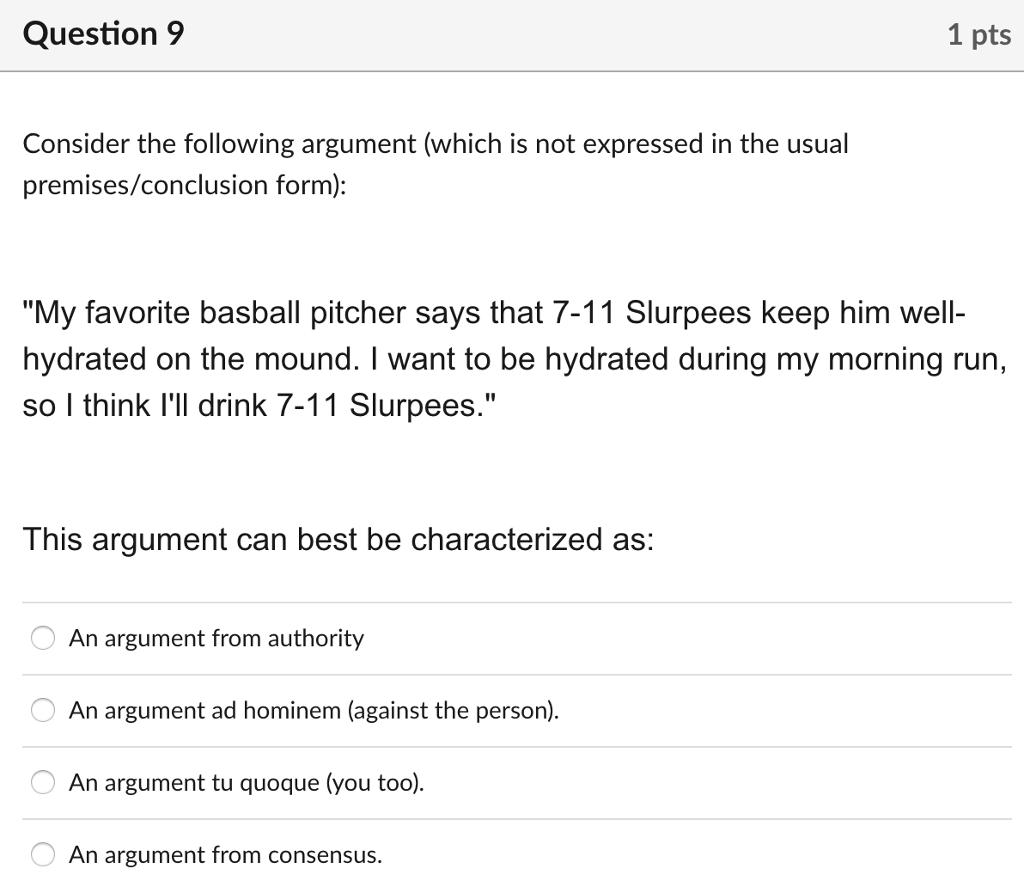 Solved Question 6 1 pts Consider the following argument, | Chegg.com