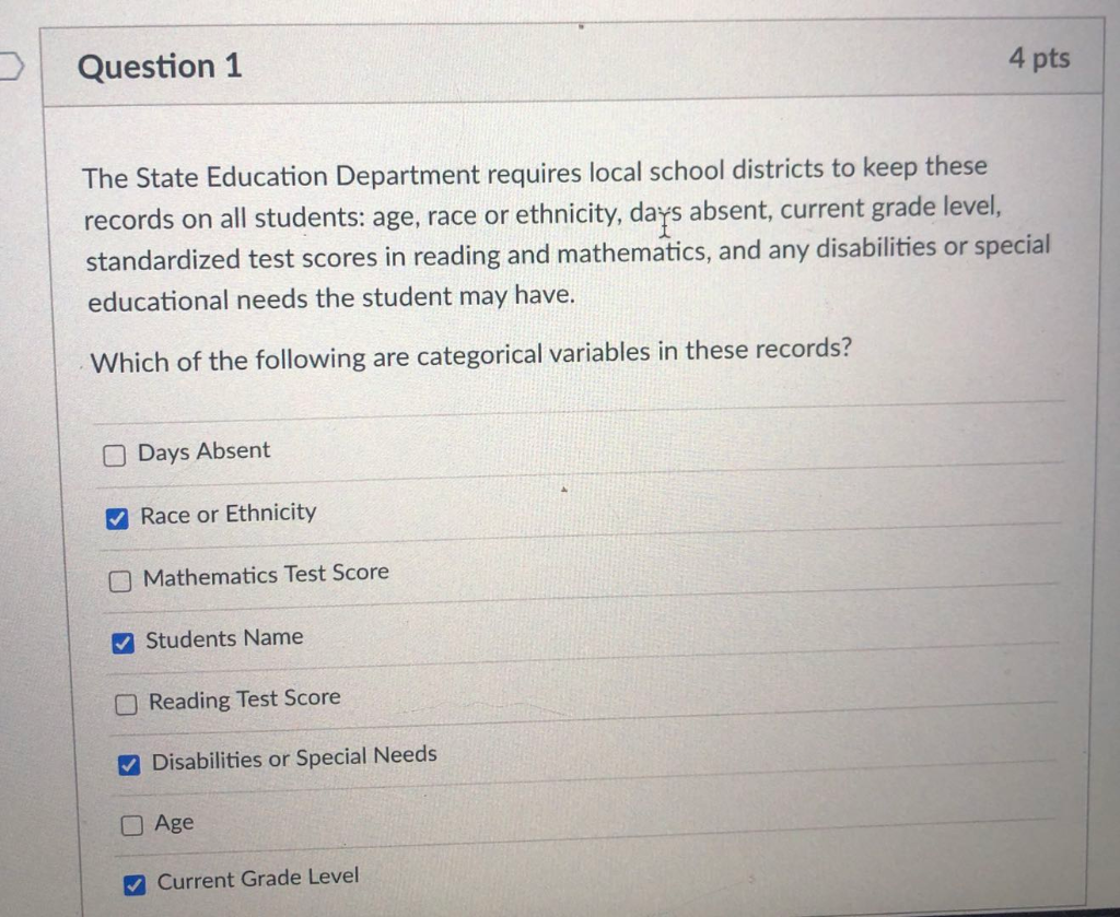 Solved Question 1 4 pts The State Education Department