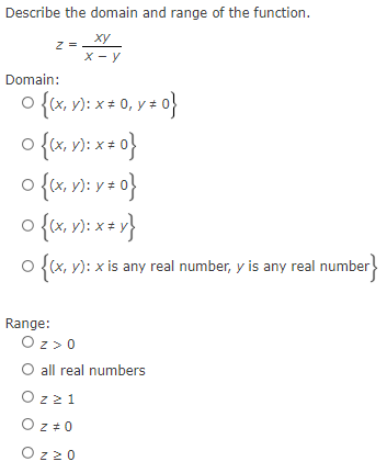 Solved Describe the domain and range of the function. | Chegg.com