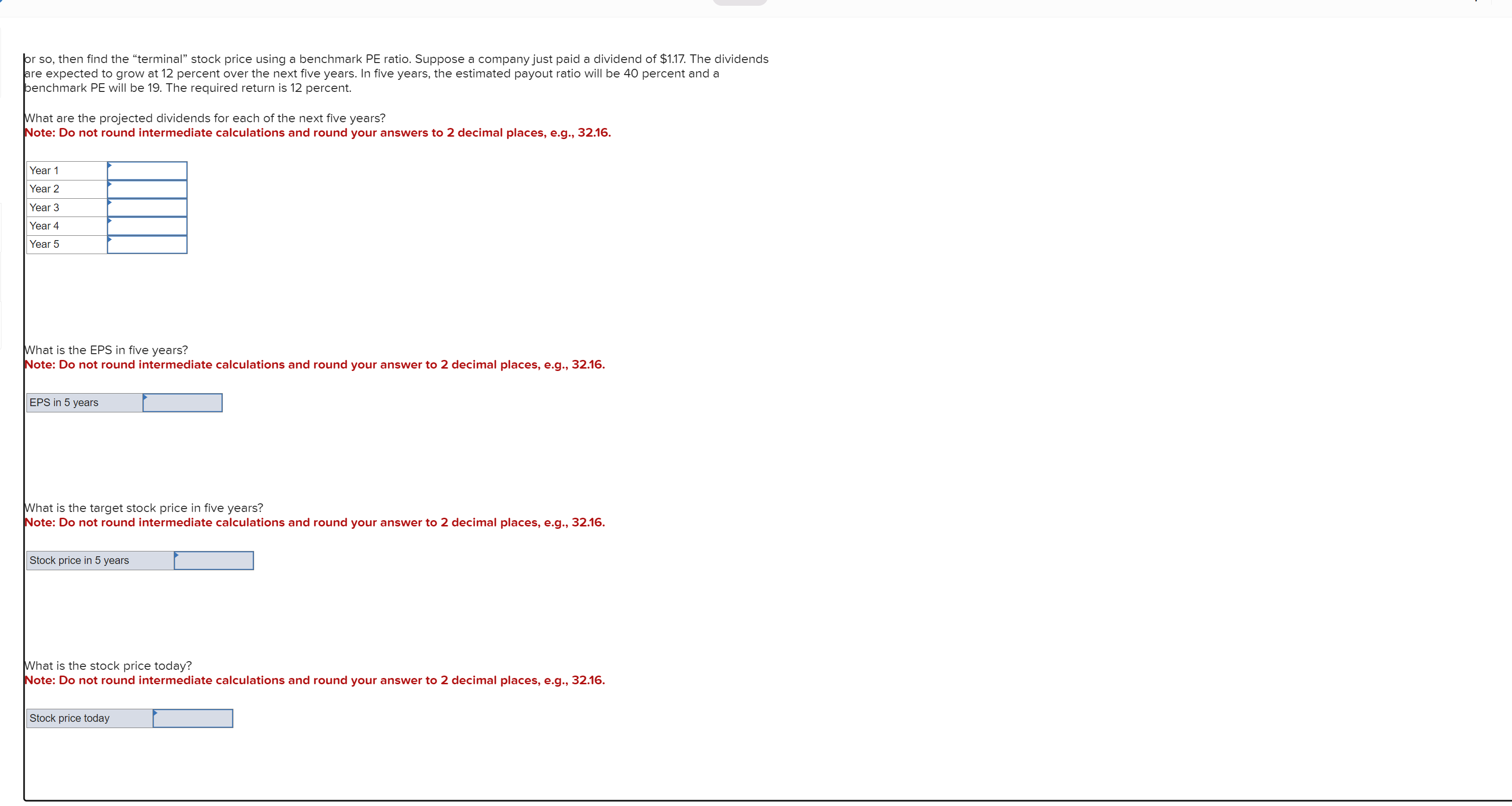 pr so, then find the &ldquo;terminal&rdquo; stock price using a | Chegg.com