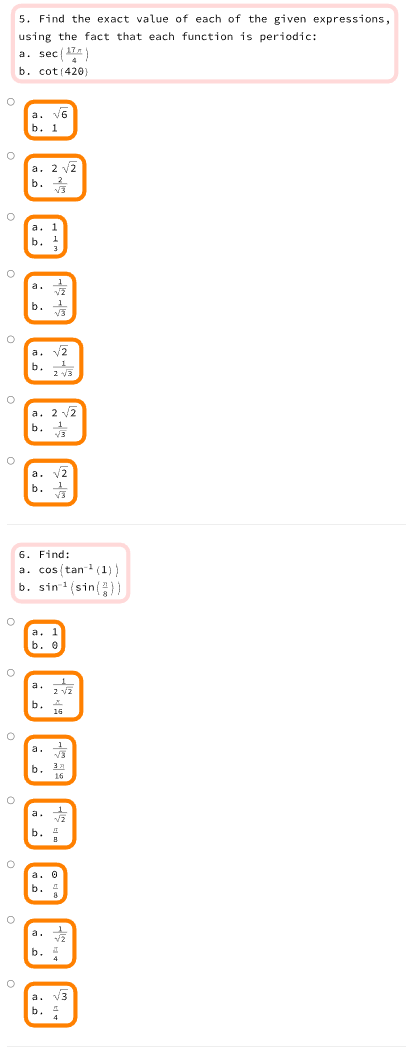 Solved Precalc Trig Please Provide The Work Step By Step Chegg