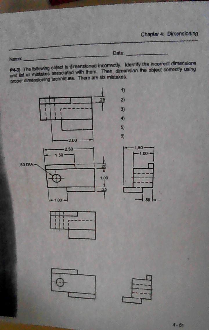 Solved Chapter 4 Dimensioning Date Name P4 3 The