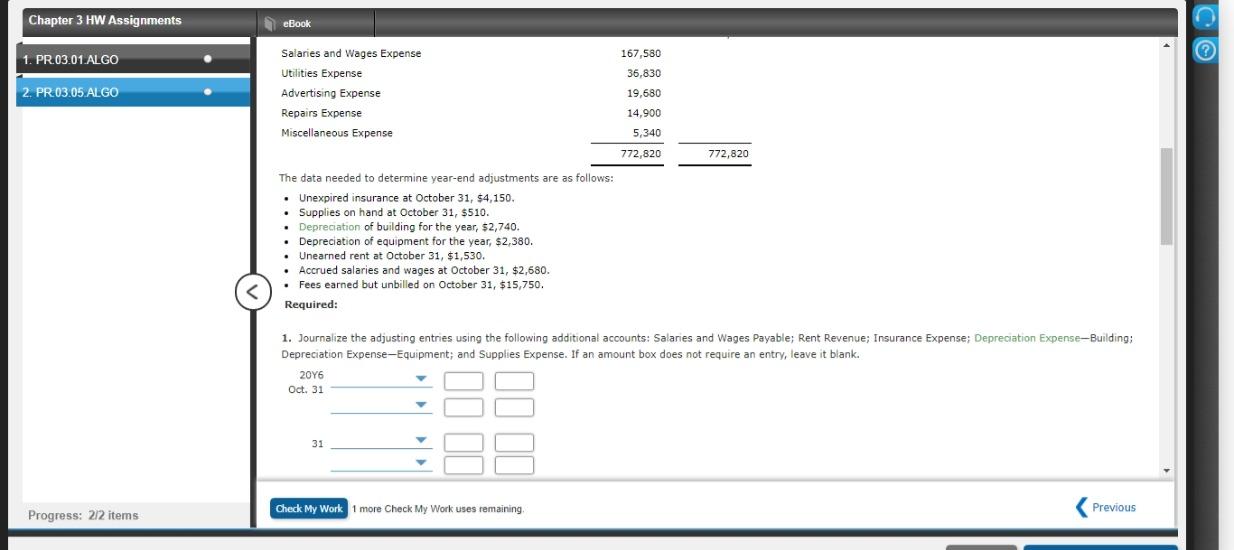 Solved Chapter 3 HW Assignments eBook 1. PR.03.01.ALGO | Chegg.com