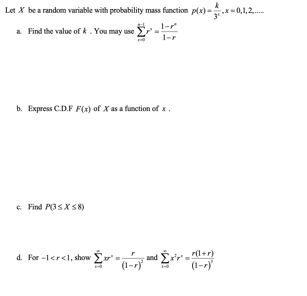 Solved Let X be a random variable with probability mass | Chegg.com