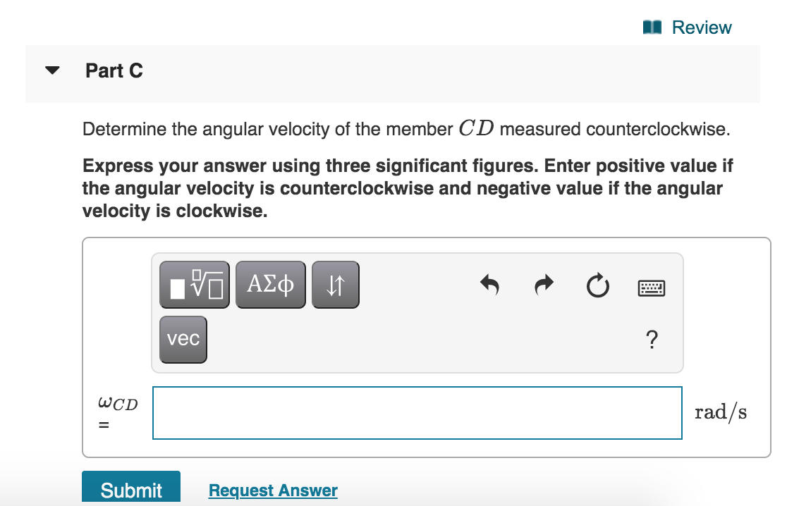 Solved | Review Member AB Is Rotating At WAB = 3.6 Rad/s. | Chegg.com