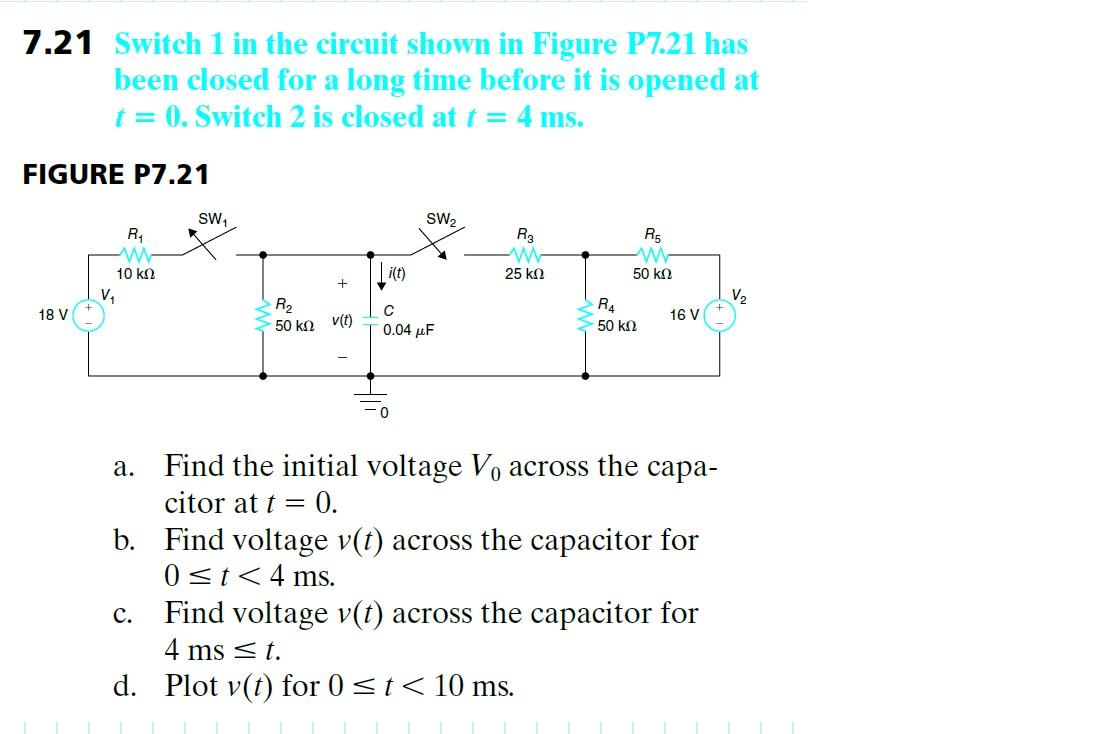 Solved 7.21 Switch 1 in the circuit shown in Figure P7.21 | Chegg.com