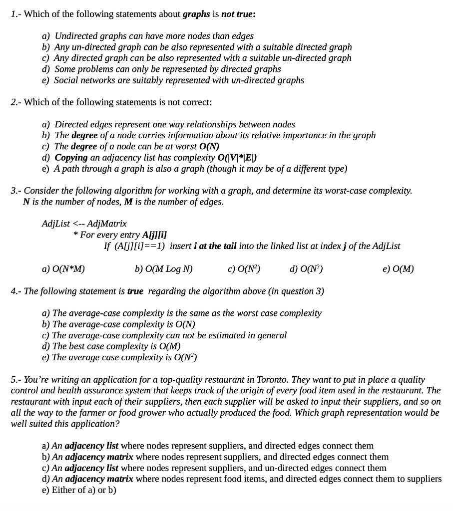 Solved 1.- Which of the following statements about graphs is | Chegg.com