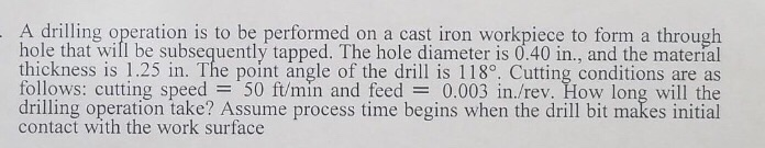 Solved A drilling operation is to be performed on a cast | Chegg.com