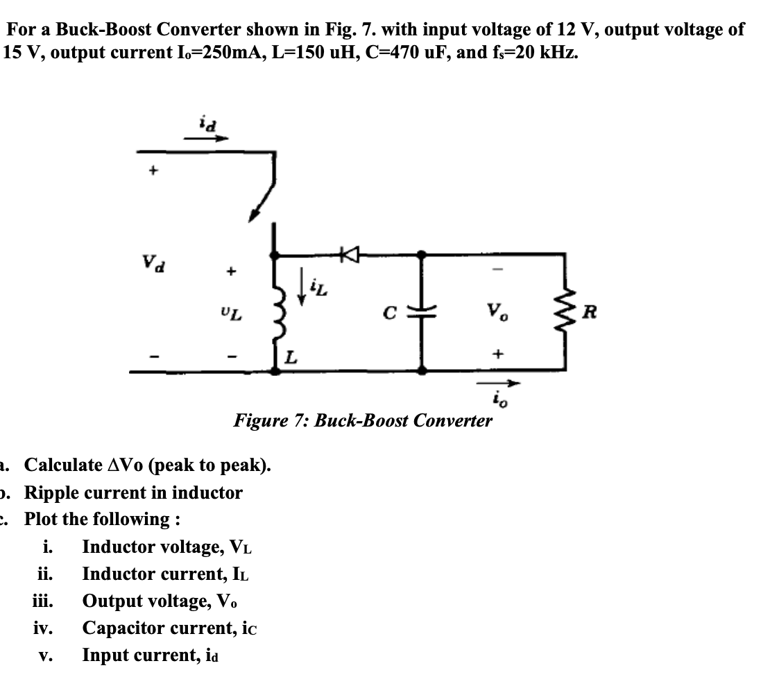 Solved For a Buck-Boost Converter shown in Fig. 7. with | Chegg.com