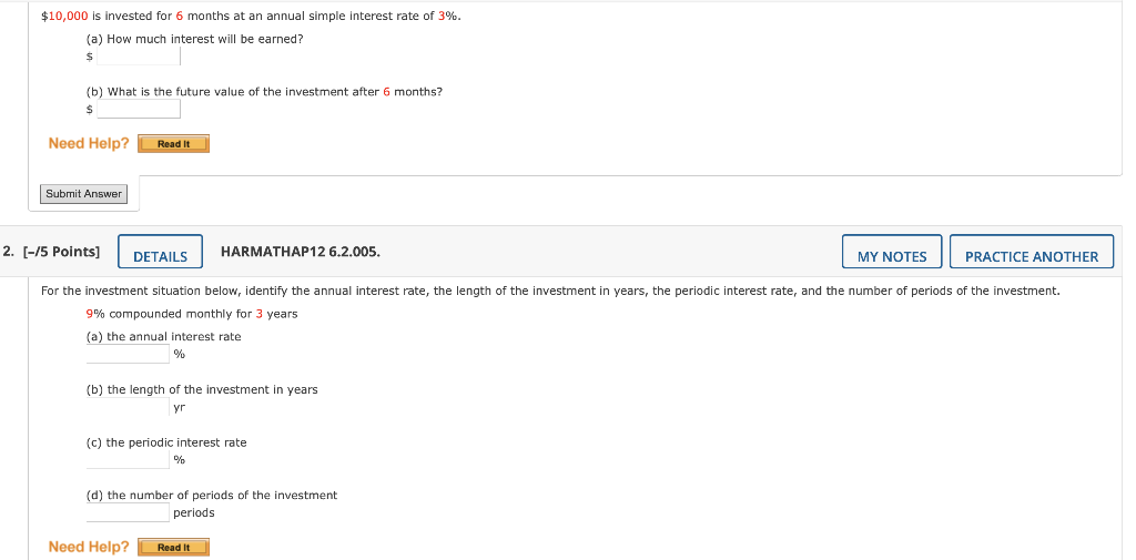 Solved $10,000 is invested for 6 months at an annual simple | Chegg.com