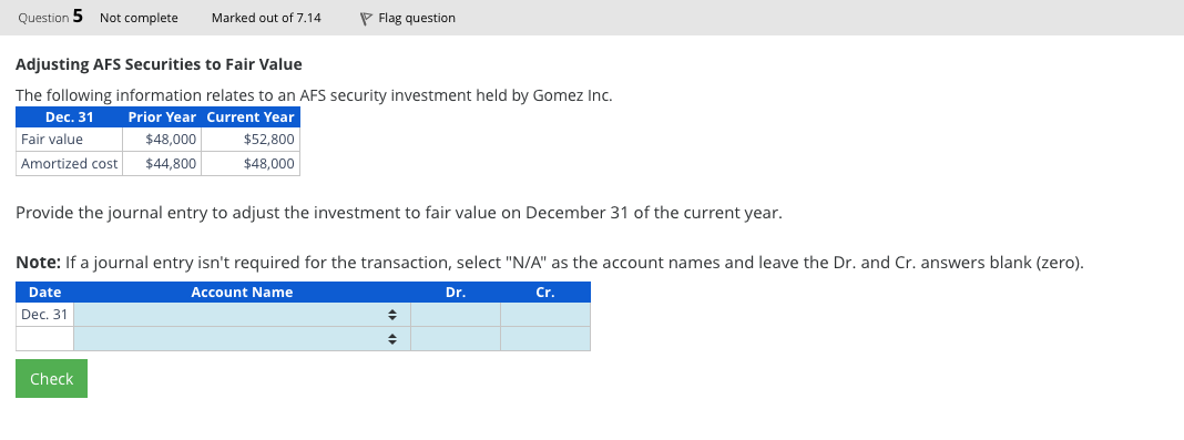 Solved Adjusting AFS Securities to Fair Value The following | Chegg.com