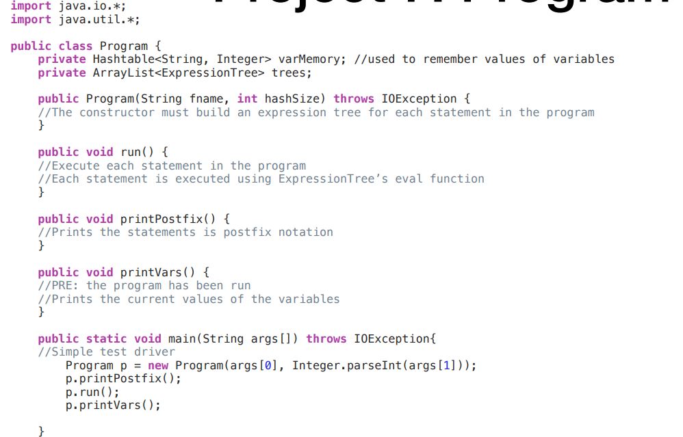 Solved - Implement the methods in the Program, Hashtable and | Chegg.com