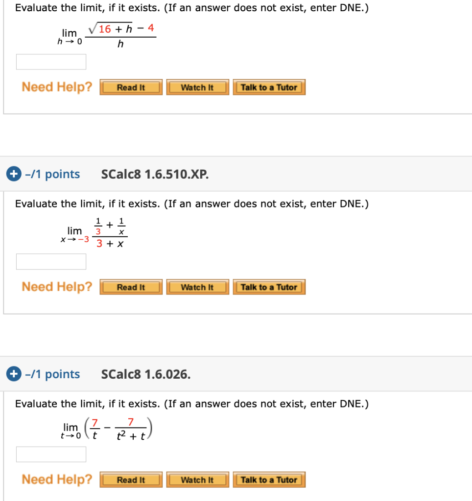 Solved Evaluate The Limit If It Exists If An Answer Does