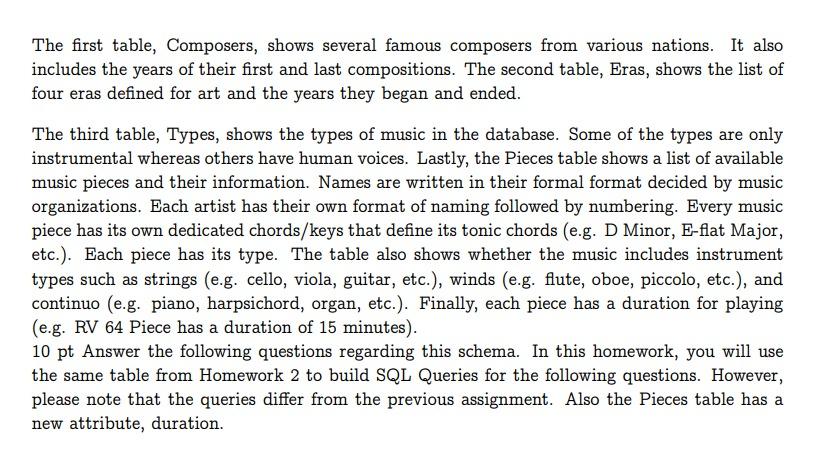 Solved Suppose you are given the following schema for a | Chegg.com