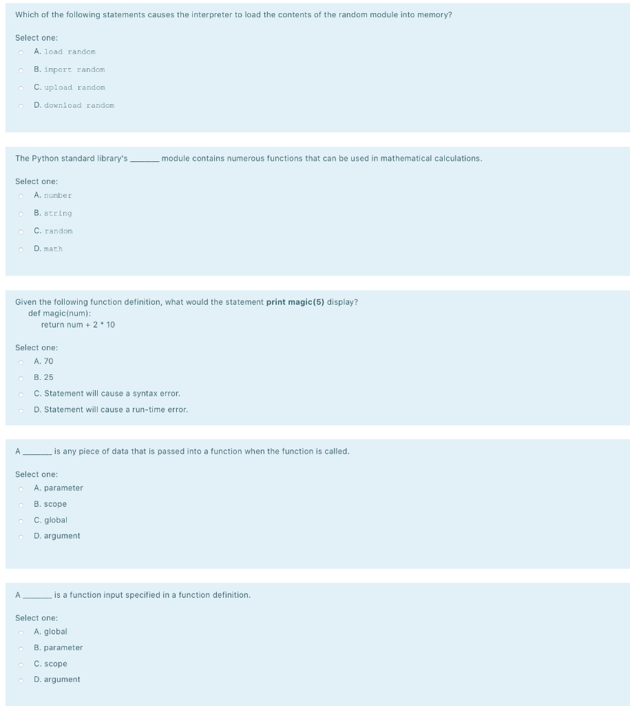Solved Which of the following statements causes the | Chegg.com