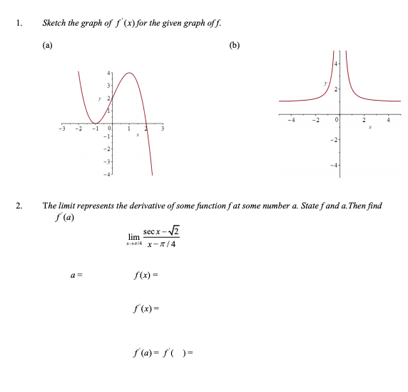 Solved 1. Sketch the graph of f'(x) for the given graph off. | Chegg.com